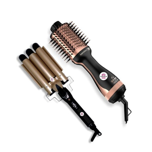 COMBO CEPILLO + RIZADORA ONDAS DE SIRENA KERATINA