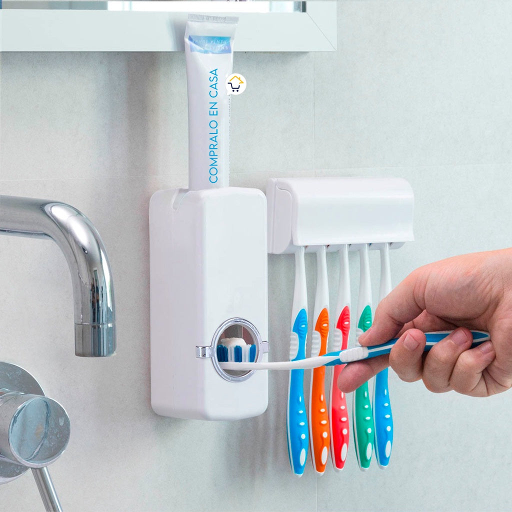 DISPENSADOR DE CREMA DENTAL + PORTA CEPILLO