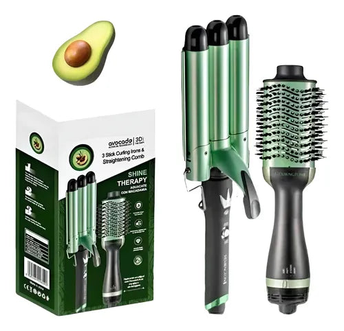 COMBO RIZADORA SIRENA + CEPILLO AGUACATE RE-2554