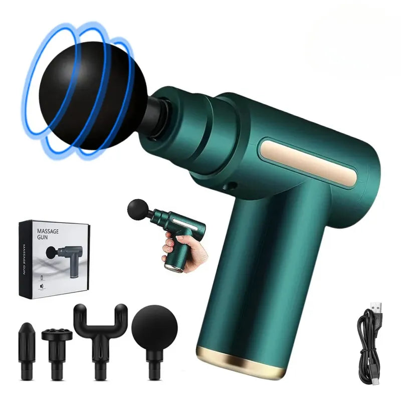 PISTOLA MASAJEADORA MUSCULAR 4 CABEZALES